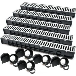 Wiltec - Canaleta de desagüe 5x1m zincada, 1,5t - Sistema de drenaje Wiltec - Canaleta de desagüe 5x1m zincada, 1,5t - Sistema de drenaje