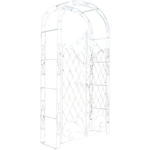Arco de Jardín Blanco Antiguo con Puerta - Soporta Plantas Trepadoras Arco de Jardín Blanco Antiguo con Puerta - Soporta Plantas Trepadoras