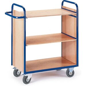 Chariot de rangement Rollcart avec 3 étagères MDF - Bleu Chariot de rangement Rollcart avec 3 étagères MDF - Bleu