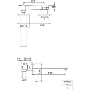 Steinberg 230 Wandgemonteerde lavabo mixer - Keramische cartridge Steinberg 230 Wandgemonteerde lavabo mixer - Keramische cartridge