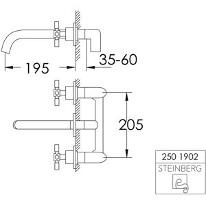 Miscelatore lavabo a parete Steinberg - Cromato - 195mm Miscelatore lavabo a parete Steinberg - Cromato - 195mm