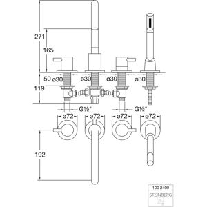 Amestecător baie Steinberg Seria 100 - Negru Mat, 192mm Amestecător baie Steinberg Seria 100 - Negru Mat, 192mm