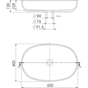 Serie 440 Ovale Wastafel Mat Wit - Wastafel Serie 440 Ovale Wastafel Mat Wit - Wastafel
