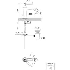 Steinberg 350 Serie Waschtischarmatur - Gebürstetes Gold - 130mm Ausladung Steinberg 350 Serie Waschtischarmatur - Gebürstetes Gold - 130mm Ausladung