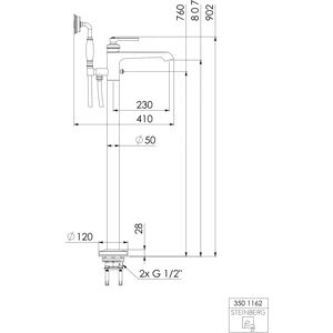 Steinberg Serie 350 vrijstaande badkraan - geborsteld goud Steinberg Serie 350 vrijstaande badkraan - geborsteld goud