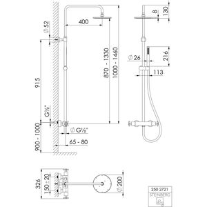 Sistem de duș Steinberg Serie 250 Auriu roz - Set complet Sistem de duș Steinberg Serie 250 Auriu roz - Set complet