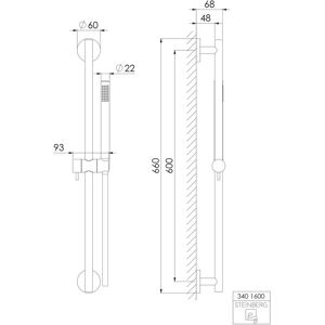 Set Duș Steinberg Serie 340 - Montaj pe perete, Bară 600mm, Duș de mână și furtun Set Duș Steinberg Serie 340 - Montaj pe perete, Bară 600mm, Duș de mână și furtun