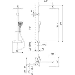 Steinberg Serie 342 Duschset - Thermostat, Regen & Handbrause Steinberg Serie 342 Duschset - Thermostat, Regen & Handbrause