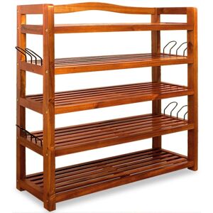 Casaria Deuba Shoe Rack - Wooden Acacia 5 Shelves - Brown Casaria Deuba Shoe Rack - Wooden Acacia 5 Shelves - Brown