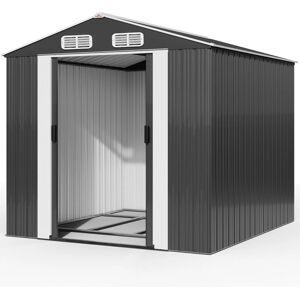 Cobertizo de metal Gardebruk - 8m², Antracita, con puerta corredera Cobertizo de metal Gardebruk - 8m², Antracita, con puerta corredera