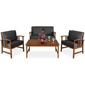 Casaria Garden Set Atlas 4-Person Acacia Wood Table Chairs Bench Cushions - Garden Set Casaria Garden Set Atlas 4-Person Acacia Wood Table Chairs Bench Cushions - Garden Set