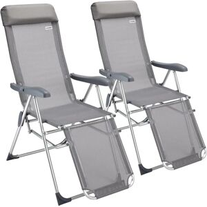 Ensemble de Chaises de Jardin Casaria - Dossier Haut Réglable - Gris Ensemble de Chaises de Jardin Casaria - Dossier Haut Réglable - Gris