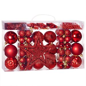 Deuba Christmas Tree Ornament Set - 66 Pieces, Red, Festive Decorations Deuba Christmas Tree Ornament Set - 66 Pieces, Red, Festive Decorations