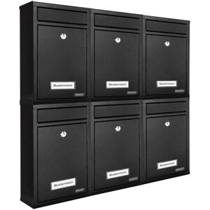 Deuba - 6x Black Galvanized Steel Mailboxes - Mailbox System Deuba - 6x Black Galvanized Steel Mailboxes - Mailbox System