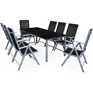 Casaria - Conjunto de Muebles de Jardín - Mesa y 8 Sillas - Plata Casaria - Conjunto de Muebles de Jardín - Mesa y 8 Sillas - Plata