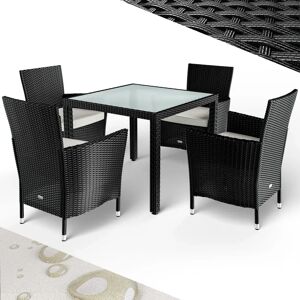 Casaria Garden Furniture Set - 4+1 Stackable Chairs with Cushions Casaria Garden Furniture Set - 4+1 Stackable Chairs with Cushions