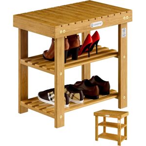Casaria Wooden Shoe Rack Bench - 3 Tier Acacia Storage - Brown Casaria Wooden Shoe Rack Bench - 3 Tier Acacia Storage - Brown
