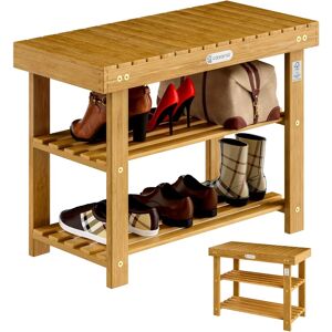 Casaria Wooden Acacia Shoe Rack Bench - 3 Tiers - Brown Casaria Wooden Acacia Shoe Rack Bench - 3 Tiers - Brown