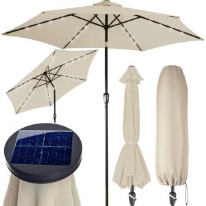 Kingsleeve Aluminum 300cm Parasol with LED Solar Lights - Garden Patio Kingsleeve Aluminum 300cm Parasol with LED Solar Lights - Garden Patio
