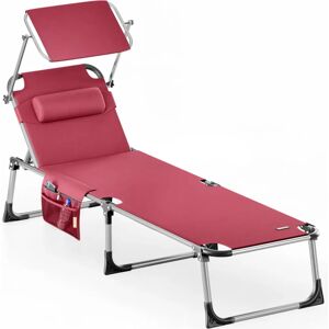 Casaria Canopy Sun Lounger Malta - rubin red alu Casaria Canopy Sun Lounger Malta - rubin red alu