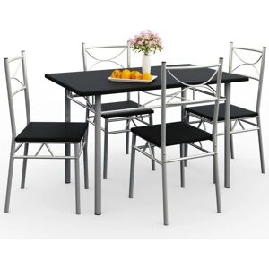 Casaria Dining Set - 1 Table 4 Chairs Black - Modern Durable Casaria Dining Set - 1 Table 4 Chairs Black - Modern Durable