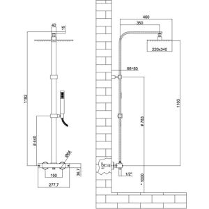 Kronenbach Eckiges Duschsystem - Thermostat & Kopfbrause Kronenbach Eckiges Duschsystem - Thermostat & Kopfbrause