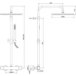 Kronenbach Lima 2.0 Schwarzes Duschsystem mit Thermostat Kronenbach Lima 2.0 Schwarzes Duschsystem mit Thermostat