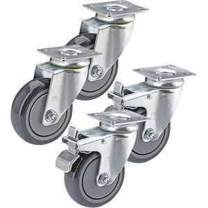 Set Roți din Poliuretano Proroll - 125 x 32 mm - Pivotante și cu Frână Dublă Set Roți din Poliuretano Proroll - 125 x 32 mm - Pivotante și cu Frână Dublă