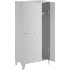 Armario guardarropa con patas - 3 compartimentos - Gris claro RAL 7035 Armario guardarropa con patas - 3 compartimentos - Gris claro RAL 7035