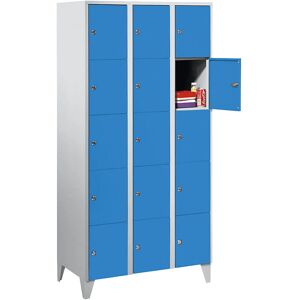 Armario de almacenamiento Wolf - 15 compartimentos, Gris/Azul, Con llave Armario de almacenamiento Wolf - 15 compartimentos, Gris/Azul, Con llave
