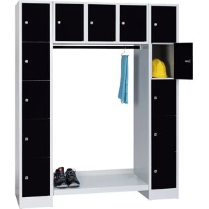Sistema de armario Wolf Múnich - 13 compartimentos, gris claro / negro Sistema de armario Wolf Múnich - 13 compartimentos, gris claro / negro