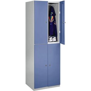 Armario de almacenamiento Wolf - 4 compartimentos, acero, gris, azul Armario de almacenamiento Wolf - 4 compartimentos, acero, gris, azul