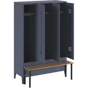 Dulap Wolf cu Banc - 3 Compartimente, Gri Pal - Dulap Dulap Wolf cu Banc - 3 Compartimente, Gri Pal - Dulap