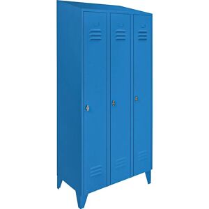 Armario de acero Wolf - Azul claro, Techo inclinado, 3 compartimentos Armario de acero Wolf - Azul claro, Techo inclinado, 3 compartimentos
