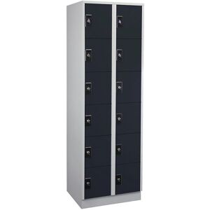 Armadio in acciaio con serratura - 2 moduli, 6 scomparti - Grigio chiaro / antracite - Armadietto Armadio in acciaio con serratura - 2 moduli, 6 scomparti - Grigio chiaro / antracite - Armadietto