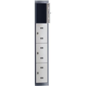 Armario de acero estrecho Wolf - Sistema modular con 4 compartimentos Armario de acero estrecho Wolf - Sistema modular con 4 compartimentos