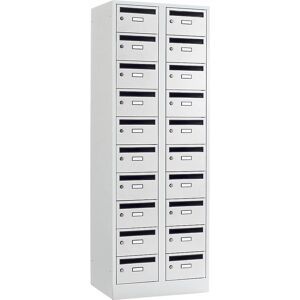 Armario de distribución de correo Wolf - 20 compartimentos, gris luminoso RAL 7035 Armario de distribución de correo Wolf - 20 compartimentos, gris luminoso RAL 7035