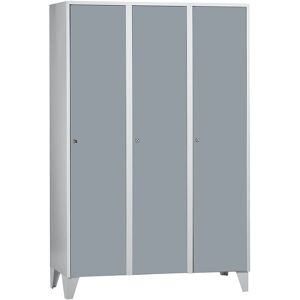 Armario de vestuario Wolf - 1850x1200x500mm, 3 compartimentos, Gris Plata Armario de vestuario Wolf - 1850x1200x500mm, 3 compartimentos, Gris Plata