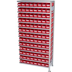 STEMO Verstellbares Regalsystem mit 104 roten Boxen - Kleine Teile Lagerung STEMO Verstellbares Regalsystem mit 104 roten Boxen - Kleine Teile Lagerung