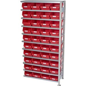 STEMO Verstellbares Regal mit 40 roten Körben - Regalsystem STEMO Verstellbares Regal mit 40 roten Körben - Regalsystem