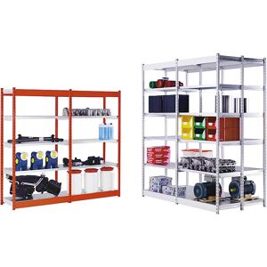 Estantería de Acero Doble Cara - 2500mm, Azul/Galvanizado Estantería de Acero Doble Cara - 2500mm, Azul/Galvanizado