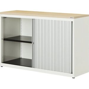 Armoire en acier avec persiennes transversales - Blanc, aluminium, érable - Armoire - Publicité Armoire en acier avec persiennes transversales - Blanc, aluminium, érable - Armoire - Publicité