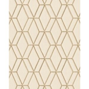 Profhome Beige Gold Rhomboid Pattern Non-woven Wallpaper - 5.33m2 Profhome Beige Gold Rhomboid Pattern Non-woven Wallpaper - 5.33m2