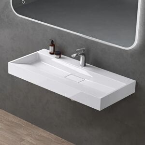 DOPORRO Lavabo suspendu en marbre moulé blanc - Lavabo - Publicité DOPORRO Lavabo suspendu en marbre moulé blanc - Lavabo - Publicité