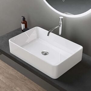 Doporro - Lavabo en céramique sur plan avec revêtement nano - Blanc - Publicité Doporro - Lavabo en céramique sur plan avec revêtement nano - Blanc - Publicité