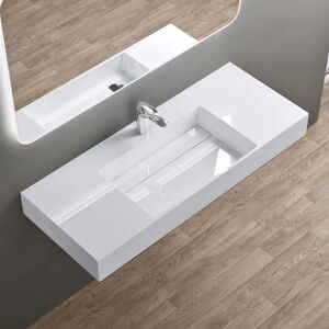 DOPORRO Lavabo rectangulaire en pierre artificielle blanc pour montage mural ou sur plan - Publicité DOPORRO Lavabo rectangulaire en pierre artificielle blanc pour montage mural ou sur plan - Publicité