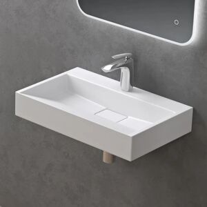 DOPORRO Lavabo en Marbre Fumé Blanc Mat - 50x38x11cm - Publicité DOPORRO Lavabo en Marbre Fumé Blanc Mat - 50x38x11cm - Publicité