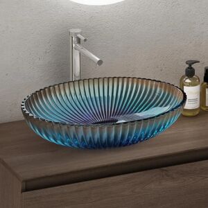 Lavabo en Verre Bleu Doporro - Surface 50,5x35x14,5cm - Publicité Lavabo en Verre Bleu Doporro - Surface 50,5x35x14,5cm - Publicité