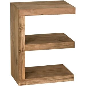 FineBuy Stolik boczny - E Cube z litego drewna 60cm - Stolik do salonu - Brązowy FineBuy Stolik boczny - E Cube z litego drewna 60cm - Stolik do salonu - Brązowy