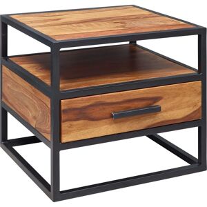 Wohnling Sheesham Éjjeli Szekrény - Ipari Tervezés - Fekete Wohnling Sheesham Éjjeli Szekrény - Ipari Tervezés - Fekete